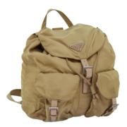 Pre-owned Nylon backpacks Prada Vintage , Beige , Dames