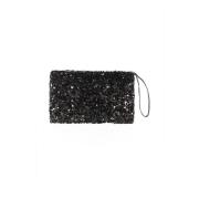 Zwarte Pailletten Clutch met Ritssluiting Part Two , Black , Dames