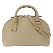 Pre-owned Leather handbags Burberry Vintage , Beige , Dames