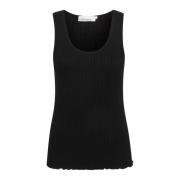 Gekreukte Rand Tank Top Meteoriet Karen by Simonsen , Black , Dames