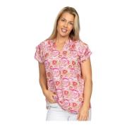 Roze Blouse met Ruches Mouwen 2-Biz , Multicolor , Dames