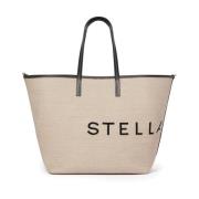 Jacquard Logo Raffia Tote Bag Stella McCartney , Beige , Dames