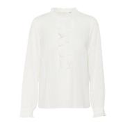 Vrouwelijke Blouse met Ruchedetails Cream , White , Dames