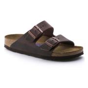 Arizona Soft Footbed Geolied Leer Sandalen Birkenstock , Brown , Heren