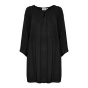 Amber Tunic Top Zwart Viscose Kaffe , Black , Dames