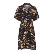 Tijgerprint Jurk met Riem Kaffe , Multicolor , Dames