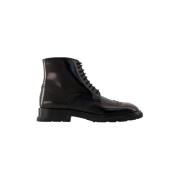 Zwarte Leren Laarzen - Ronde Neus, Zijrits Alexander McQueen , Black ,...