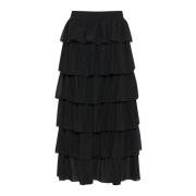 Vrouwelijke Midi Rok Zwart Diep Kaffe , Black , Dames