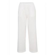 Wijde Pijp Hoge Taille Broek Kaffe , White , Dames