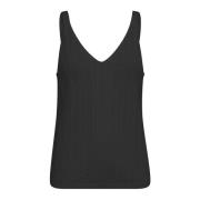 Zwarte Gebreide Top met V-Hals MOS Mosh , Black , Dames