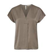 Sandy Grey V-Hals Blouse InWear , Gray , Dames