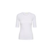 Dagna T-Shirt - Basic Geribbeld Katoenen Shirt InWear , White , Dames