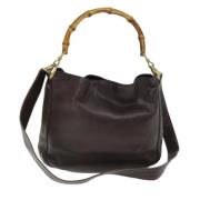 Pre-owned Leather handbags Gucci Vintage , Brown , Dames