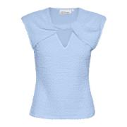 Blauwe Geknoopte Top Karen by Simonsen , Blue , Dames