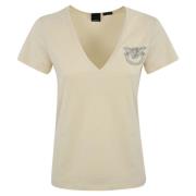 Juwel Geborduurd T-shirt Pinko , White , Dames