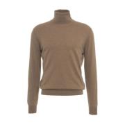 Bruine Gebreide Trui Aw24 Handwas Gender , Brown , Heren