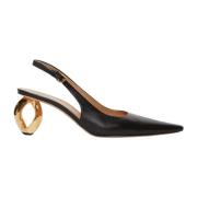 Ketting Hak Leren Slingback Sandalen JW Anderson , Black , Dames