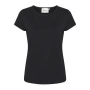 Modal Tee Top Zwart Loose Fit My Essential Wardrobe , Black , Dames