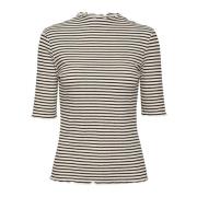 Gestreepte T-shirt met Ruches Karen by Simonsen , Beige , Dames