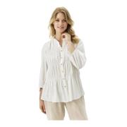 Witte Blouse met Ruchedetails IN Front , White , Dames