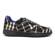 Zwarte Stoffen Sneakers met Logozool Burberry , Black , Heren