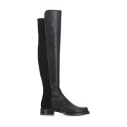 Zwarte Leren en Stoffen Dameslaarzen Stuart Weitzman , Black , Dames