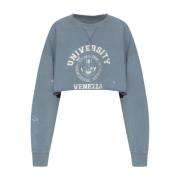 Universiteit Print Cropped Sweatshirt Golden Goose , Blue , Dames