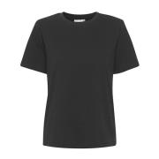 Zwart Katoenen Tee Noos Top Gestuz , Black , Dames