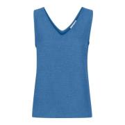 Mouwloze Denim Tank Top Blouse Kaffe , Blue , Dames