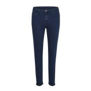 Slim Fit Donkerblauwe Denim Jeans Kaffe , Blue , Dames