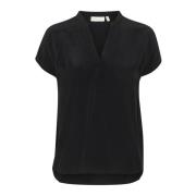 Zwarte V-hals losse pasvorm blouse InWear , Black , Dames