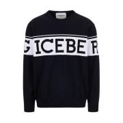 Blauwe Logo Crewneck Sweater Iceberg , Blue , Heren