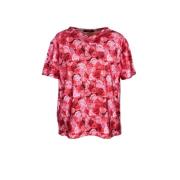 Rose Print Oversized T-shirt Top Noor of Sweden , Pink , Dames