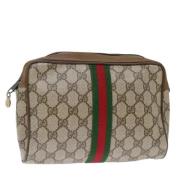 Pre-owned Leather clutches Gucci Vintage , Beige , Dames