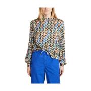 Multico Viscose Blouse Hoge Kraag Modetrotter , Multicolor , Dames