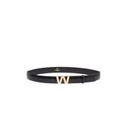 Rechthoekige Leren Riem met Logogesp Max Mara Weekend , Black , Dames