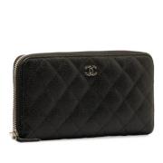 Pre-owned Leather wallets Chanel Vintage , Black , Dames