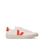 Leren Logo Sneakers Vetersluiting Ronde Neus Veja , White , Heren