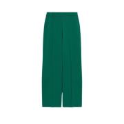 Wijde Pijp Wol Stretch Broek Max Mara Weekend , Green , Dames