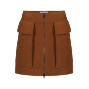 Bouclé Wollen Rok met Heupzakken Iceberg , Beige , Dames