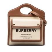 Pre-owned Leather handbags Burberry Vintage , Beige , Dames