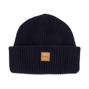 Geribbelde Wol Kasjmier Beanie Hoed A.p.c. , Blue , Heren