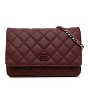 Pre-owned Leather wallets Chanel Vintage , Red , Dames