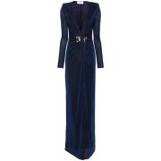 Navy Blauwe Avondjurk met Lurex Detail Elisabetta Franchi , Blue , Dam...