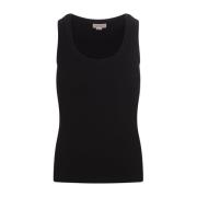 Zwart Geribbeld Katoenen Tanktop Alexander McQueen , Black , Dames