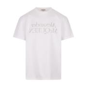 Wit Logo Crew-neck T-shirt Alexander McQueen , White , Heren