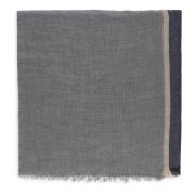 Grijze Cashmere Zijden Sjaal Colorblock Franjes Brunello Cucinelli , G...