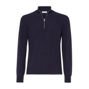 Navy Blue Cashmere Funnel Neck Sweater Brunello Cucinelli , Blue , Her...