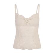 Witte Kant Mouwloze Top Ermanno Scervino , White , Dames