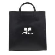 Zwarte Leren Tote Tas Courrèges , Black , Dames